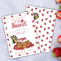 Strawberry Waffles Brunch | Two Sweet Birthday  Invitation