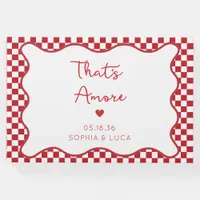 "That's Amore" Chic Red Checkered Italian Wedding Guest Book