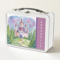 Fantasy Castle Pink and Purple Metal Lunch Box