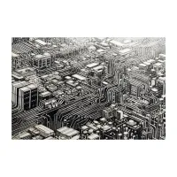 Circuit City ink drawing Acrylic Print