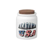 Alabama Picture and USA Flag Font Candy Jar