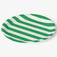 Thick Bold Green and White Stripes Paper Plates