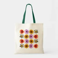 Cheerful Multicolor Flower Pattern Tote Bag
