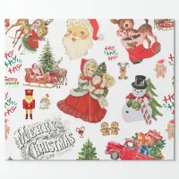 Vintage Christmas Pattern on White | Wrapping Paper