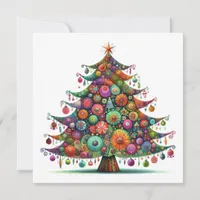 Whimsical Christmas Tree, Bright Colors, Holiday Card