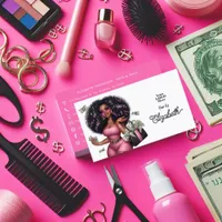 Bold Hot-Pink & Black African American Nail Salon Business Card