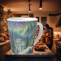 Magical Christmas night in the forest under stars  Latte Mug