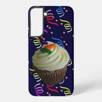 Carrot Cake Cupcake & Confetti Blue Samsung Galaxy S22+ Case