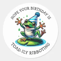Funny Frog Themed Birthday Classic Round Sticker