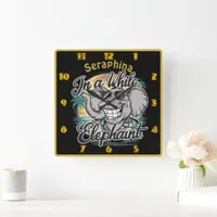 Happy elephant at the sunny beach square wall clock