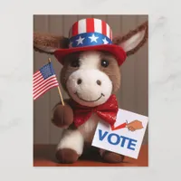 Super Cute Adorable Plush Donkey Vote Postcard