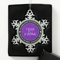 Elegant 12th Silk Wedding Anniversary Celebration Snowflake Pewter Christmas Ornament