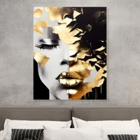 Modern Gold Black Feminine Abstract Face Wall Art Acrylic Photo Tile