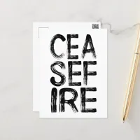 CEASE FIRE Stark Block Letters Postcard