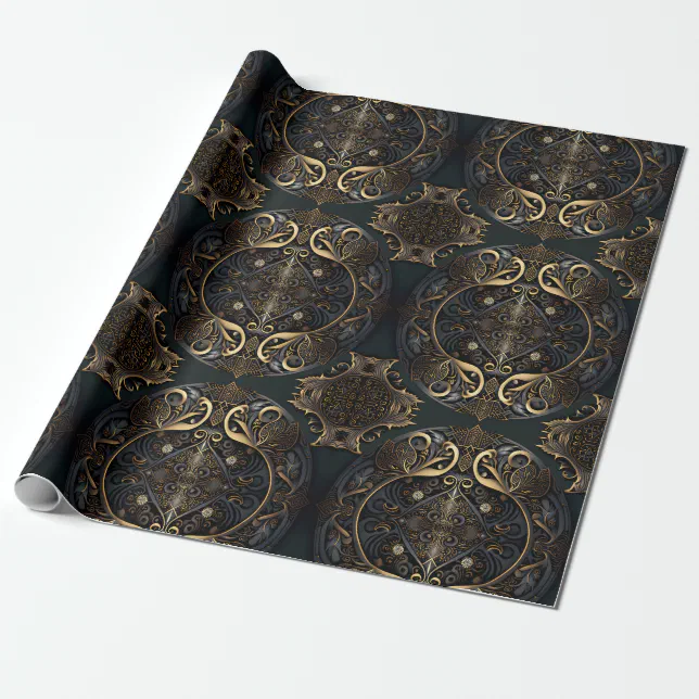 Medieval Engraved Ornamental Shield Wrapping Paper