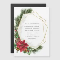 Watercolor Floral Christmas Geometric Wedding Magnetic Invitation