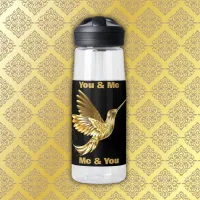 Gold Hummingbird with monogram | Water Bottle