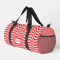 Monogram Red & White Wavy Stripes Psychedelic SM Duffle Bag