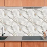 Luxurious Marble Slab, Gold Accents Peel and Stick Wallpaper