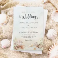 Thumbnail for Watercolor Tropical Beach Seashells Wedding Invitation