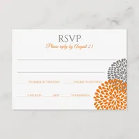 Floral Wedding RSVP Card / Postcard (Orange & Gray