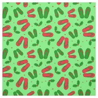 Tropical Christmas Beach Flip Flops and Holly Fabric