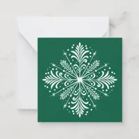 Green and white Snowflake Mini Christmas Card