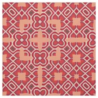 Red Ethnic Bohemian Arabesque Geometric Pattern Fabric