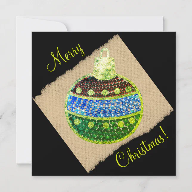 Merry Christmas - shining bauble with sequins gree