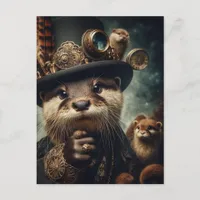 Fantasy Otter Steampunk Postcard