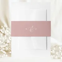 Dusty Rose Elegant Simple Monogram Wedding Invitation Belly Band