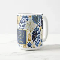 Blue Gold Christmas Merry Pattern#21 ID1009 Coffee Mug