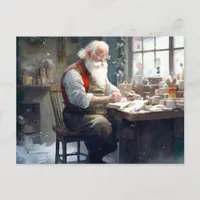 Santa in his Workshop Postcard