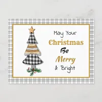 Country Plaid Christmas Tree | Merry and Bright Ca Postcard