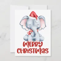 Cute Watercolor Elephant Christmas Card