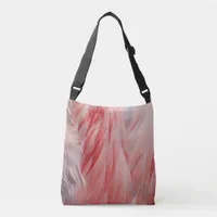 Pretty Coral Pink White Flamingo Feathers Texture Crossbody Bag