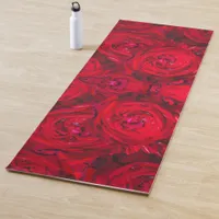 Deep red roses pattern  yoga mat