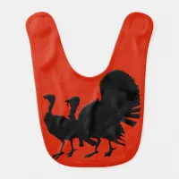 Silhouette of Turkeys Baby Bib