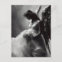 Angel Bride Black and White Postcard