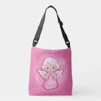 Angel With Girls Name | Two Sided Pink And Gray Crossbody Bag