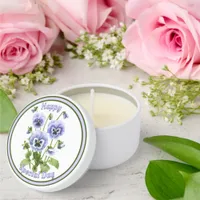 Purple Pansy Flowers Botanical Art Personalized Mini Candle Favors