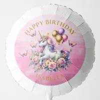 Pretty Pink, Purple and Gold Unicorn Birthday  Balloon