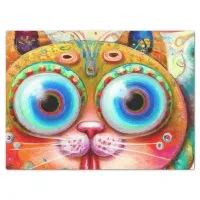 Colorful Fantasy Cat sticking out its Tongue Tissue Paper