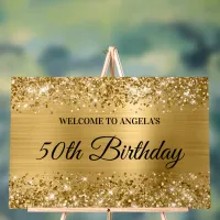 Glittery Gold Foil 50th Birthday Welcome Acrylic Sign