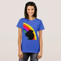 Black Squirrel Silhouette Colorful Rainbow Womens T-Shirt