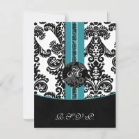 mod damask aqua rsvp standard 3.5 x 5