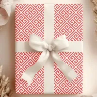 Red Greek Key Maze Wrapping Paper