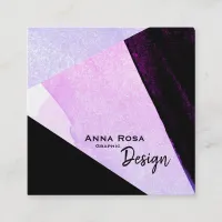 *~* Modern Abstract Bold Geometric Black Blue Pink Square Business Card