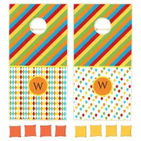 Monogram Colorful Circus Funny Modern Cornhole Set