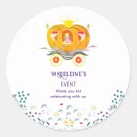 Pumpkin Princess Carriage Wildflowers Birthday Classic Round Sticker